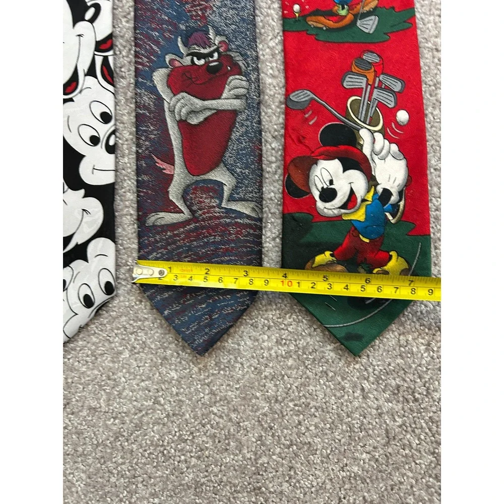 90s Fashion Cartooncore Nostalgia Necktie 4 Lot Mens Multi Character Vintage